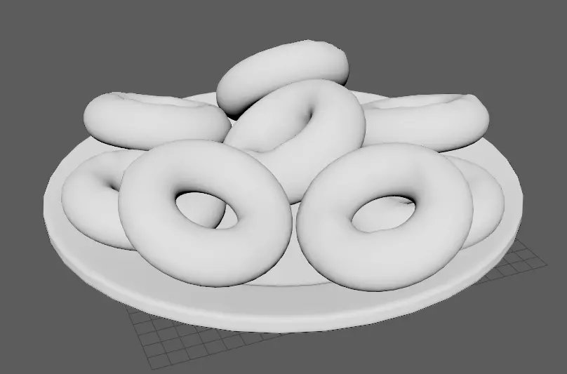 Colored Donuts on a Plate Low-poly 3D model_9