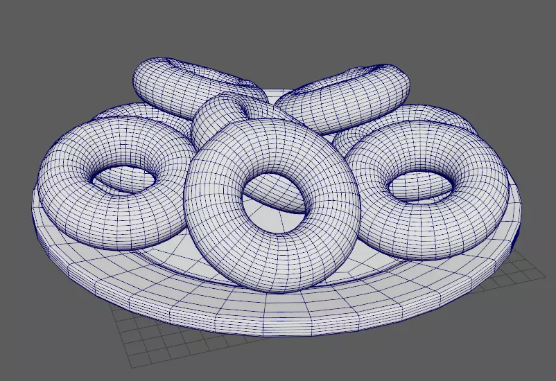 Colored Donuts on a Plate Low-poly 3D model_11
