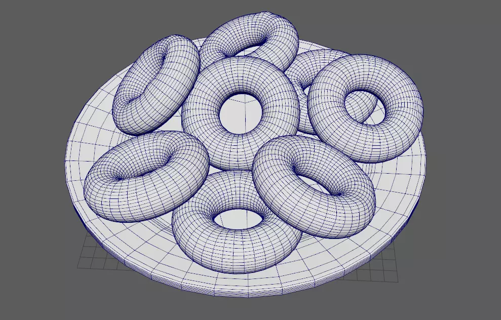 Colored Donuts on a Plate Low-poly 3D model_12
