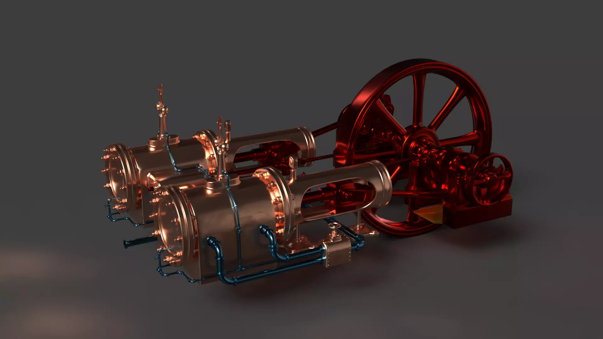 Chinese Steam engine Low-poly 3D model_2