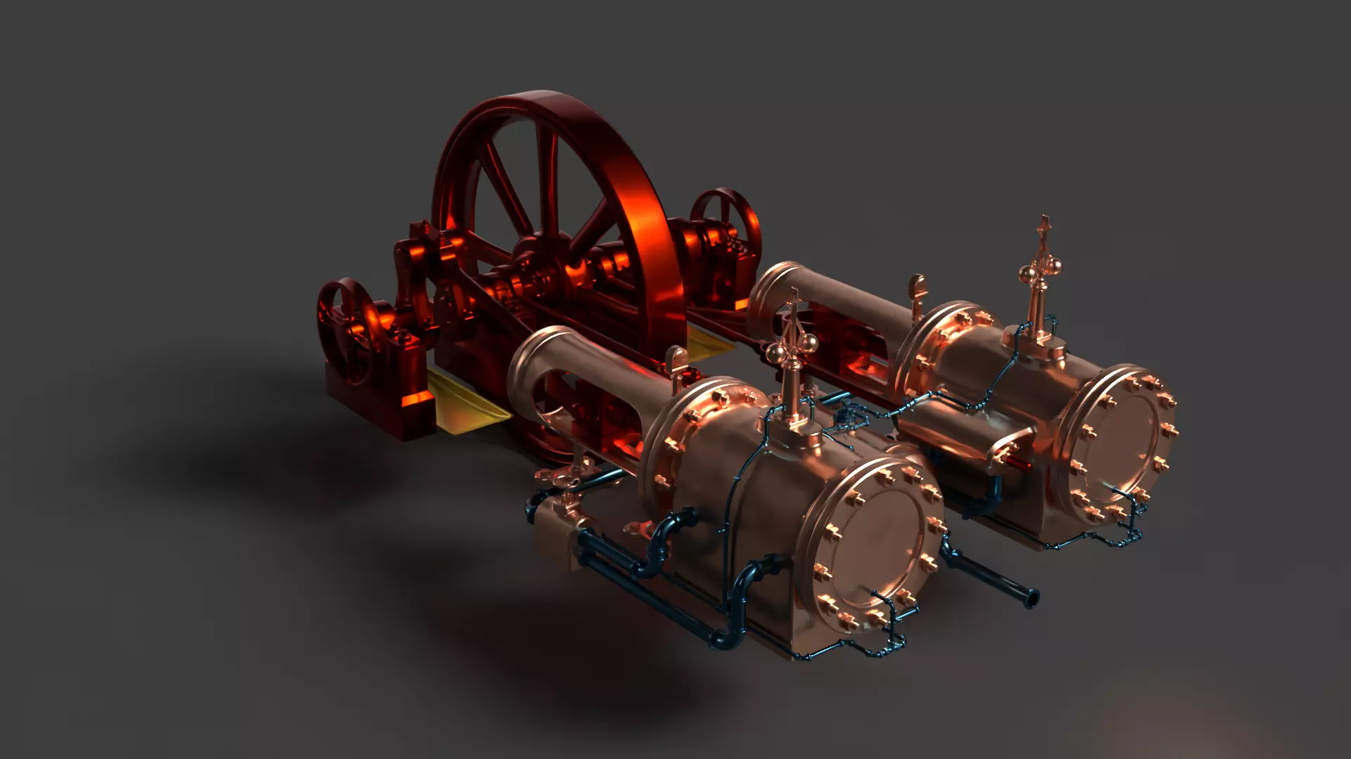 Chinese Steam engine Low-poly 3D model_5