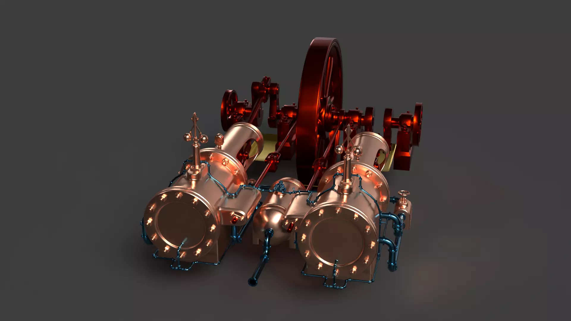 Chinese Steam engine Low-poly 3D model_4