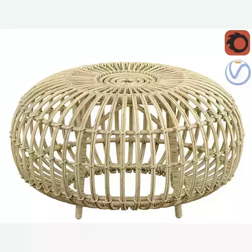 Pouf Beige rotin OTTOMAN de Sika Design