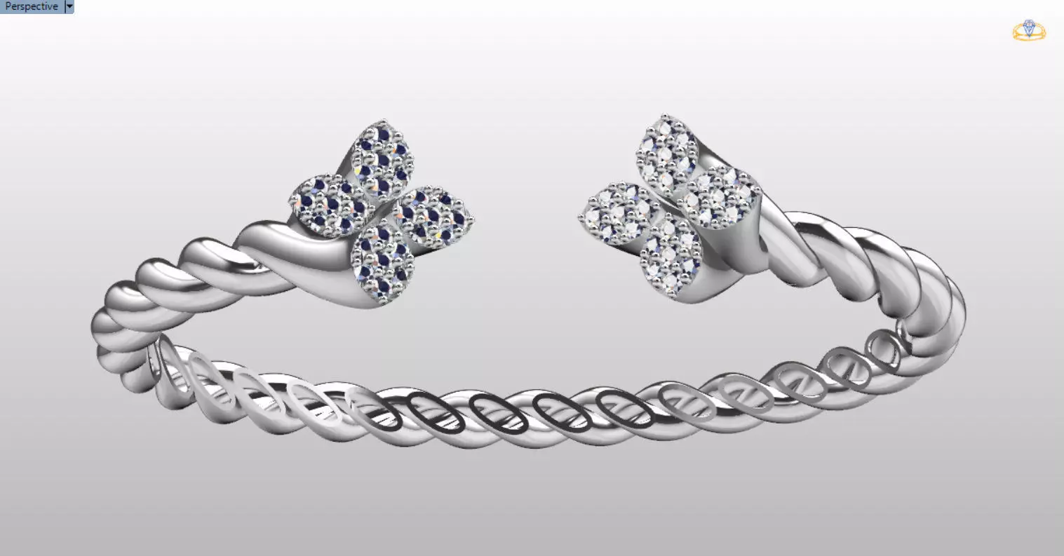 luxe twisted jewelry bangle 3D print model_1