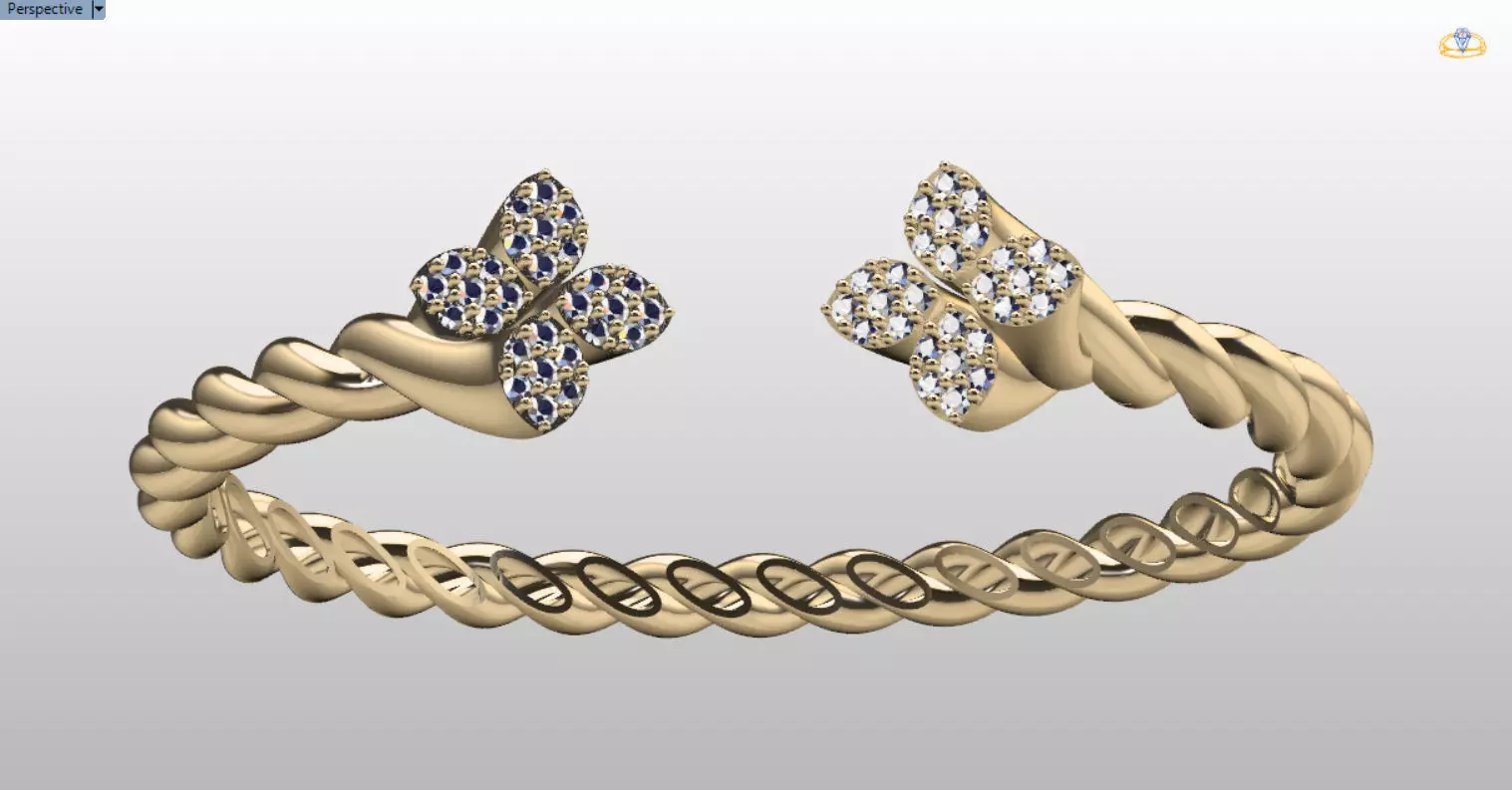 luxe twisted jewelry bangle 3D print model_0