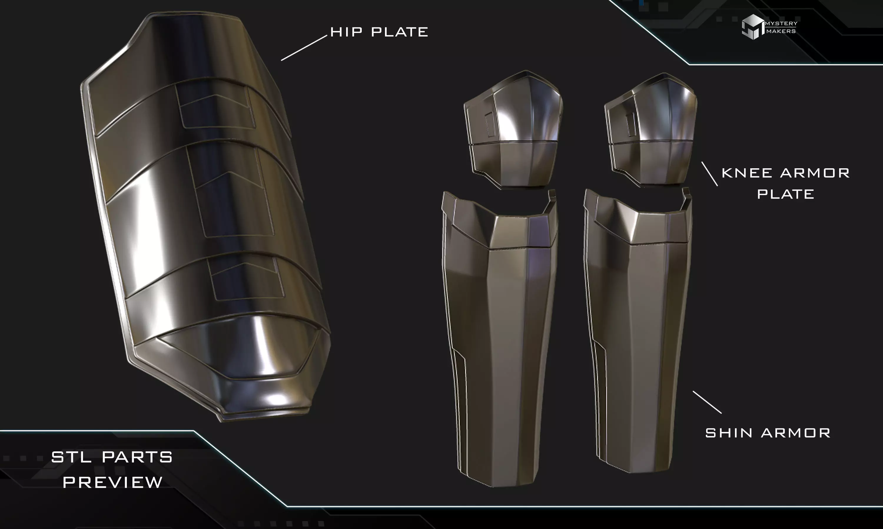 Shin Hati armor 3D print model_2