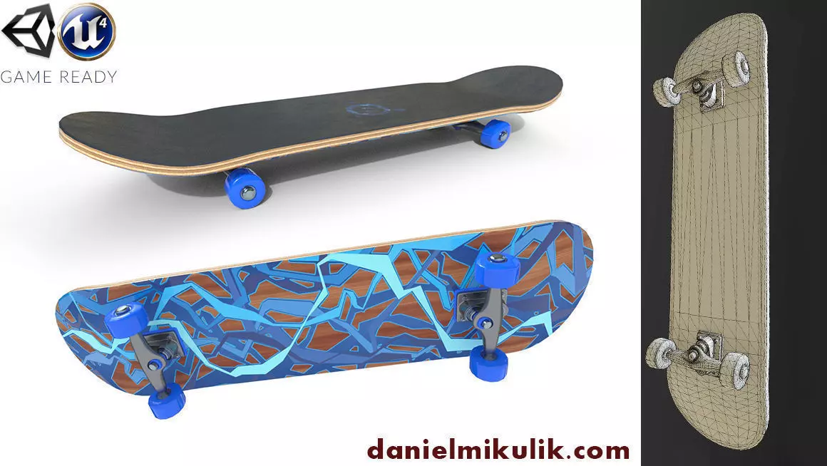 New Skate Board PBR Textures Low-poly 3D model