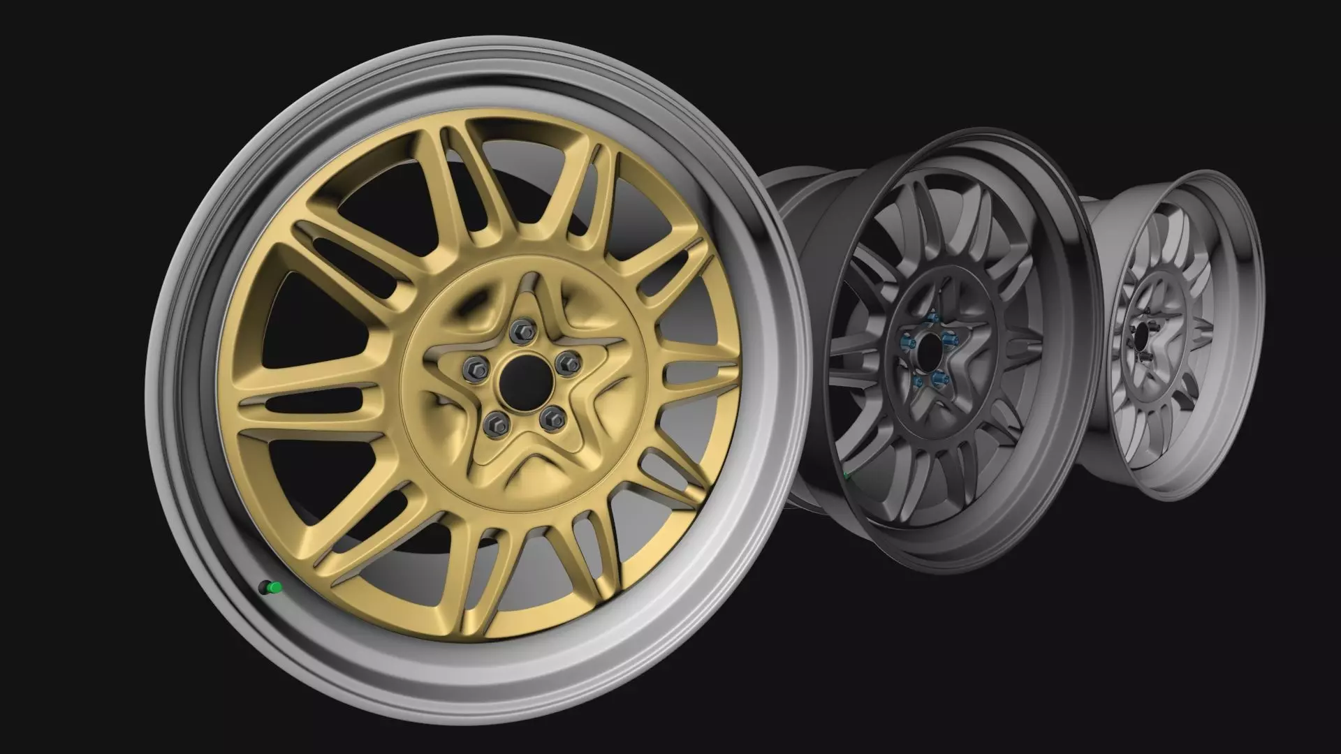 E-4SX Rims 22 Style Custom 3D model_11
