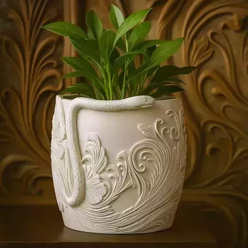 Art Nouveau Snake Plant Pot No Supports With Drainage 3D print model