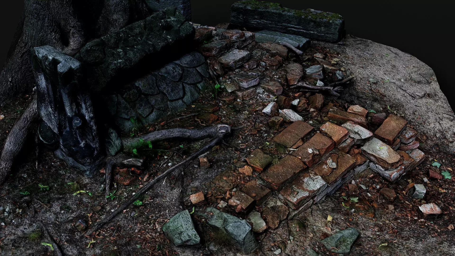 ancient ruins bricks debris pile PBR photogrammetry Low-poly 3D model_3