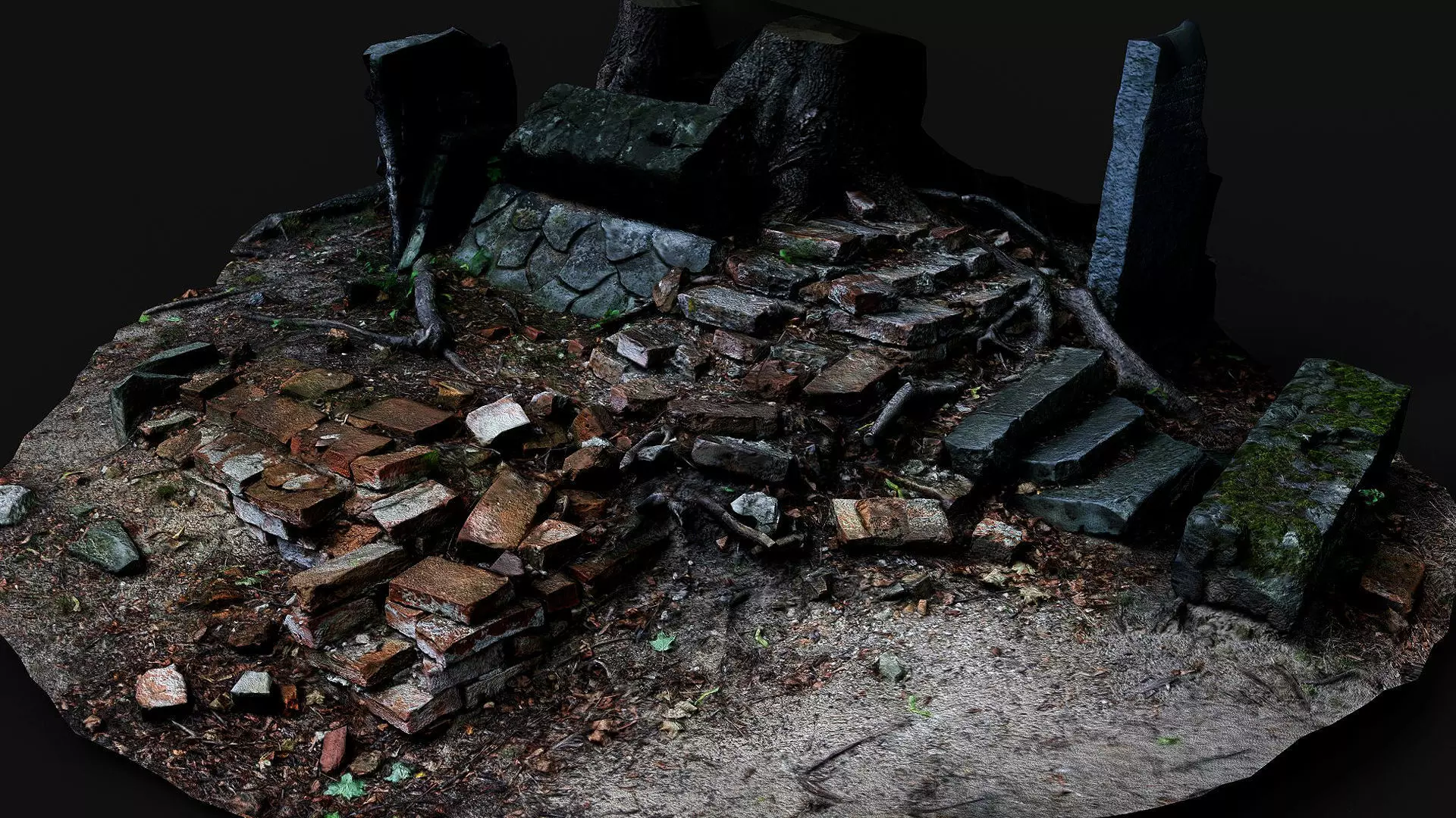 ancient ruins bricks debris pile PBR photogrammetry Low-poly 3D model_0