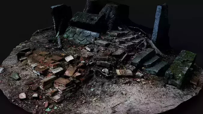 ancient ruins bricks debris pile PBR photogrammetry