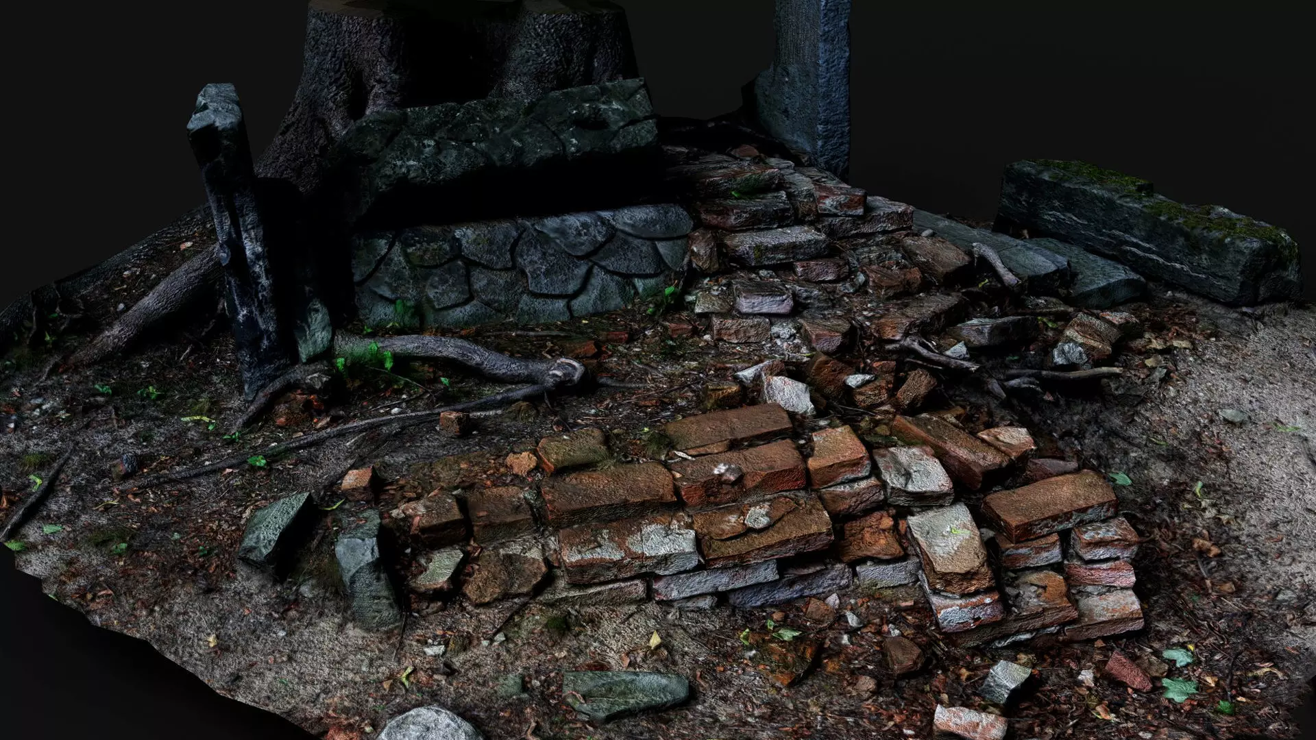 ancient ruins bricks debris pile PBR photogrammetry Low-poly 3D model_2