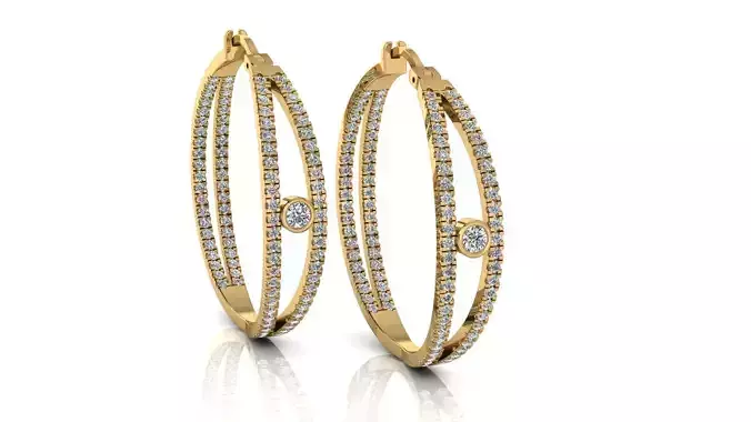 Diamond Double Hoops  2 versions 3D print model