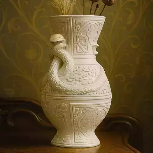 Art Nouveau Snake Vase Home Office Decor No Supports
