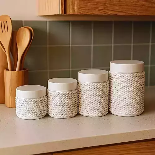 Rope Jar Set of 3 Kitchen Storage Box No Supports 3D print model