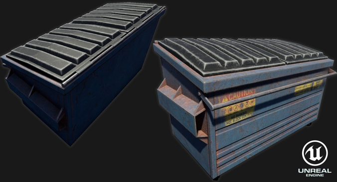 Low-poly PBR Dumpster trash can Low-poly 3D model