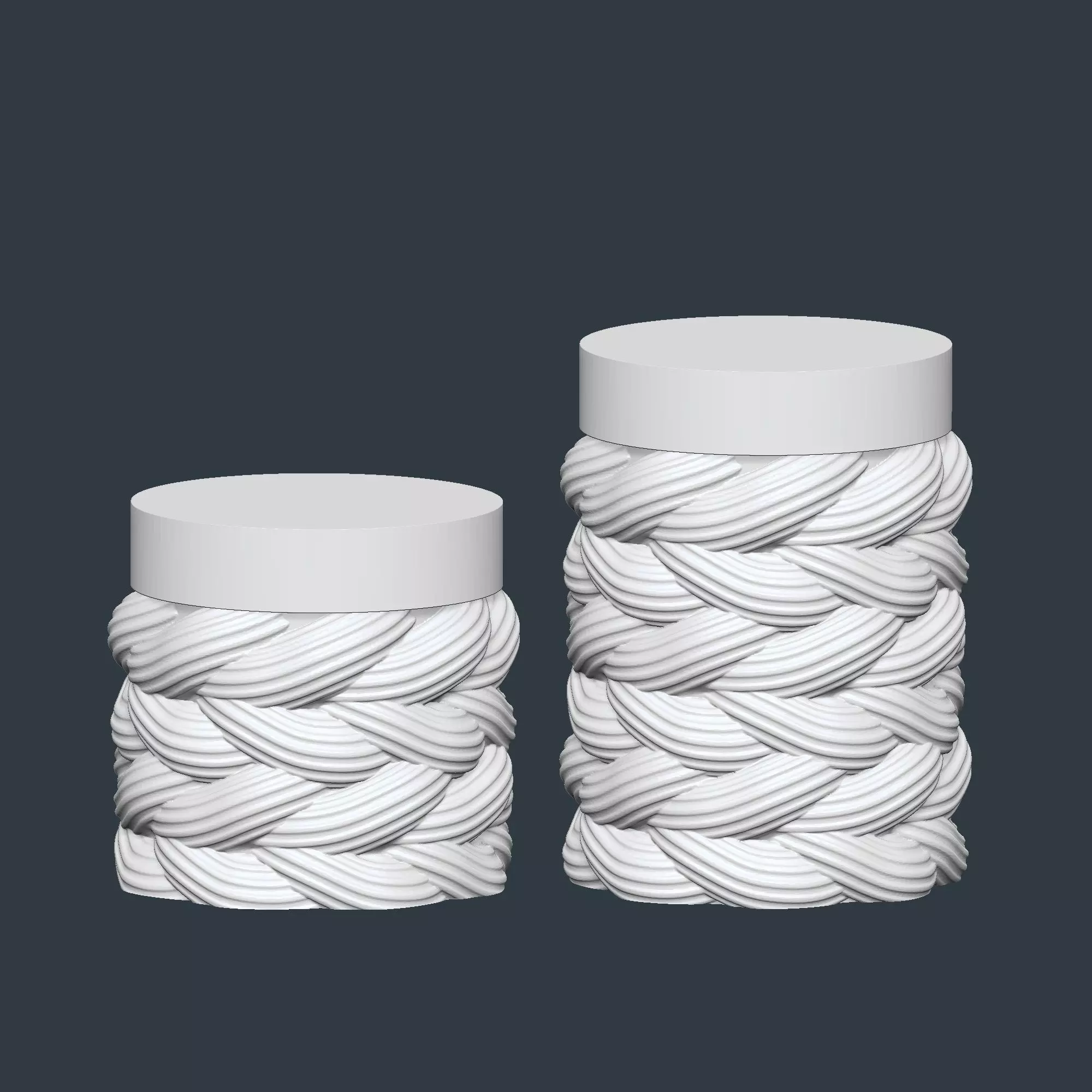 Rope Jar Set of 2 Kitchen or Bathroom Storage Box No Supports 3D print model_4