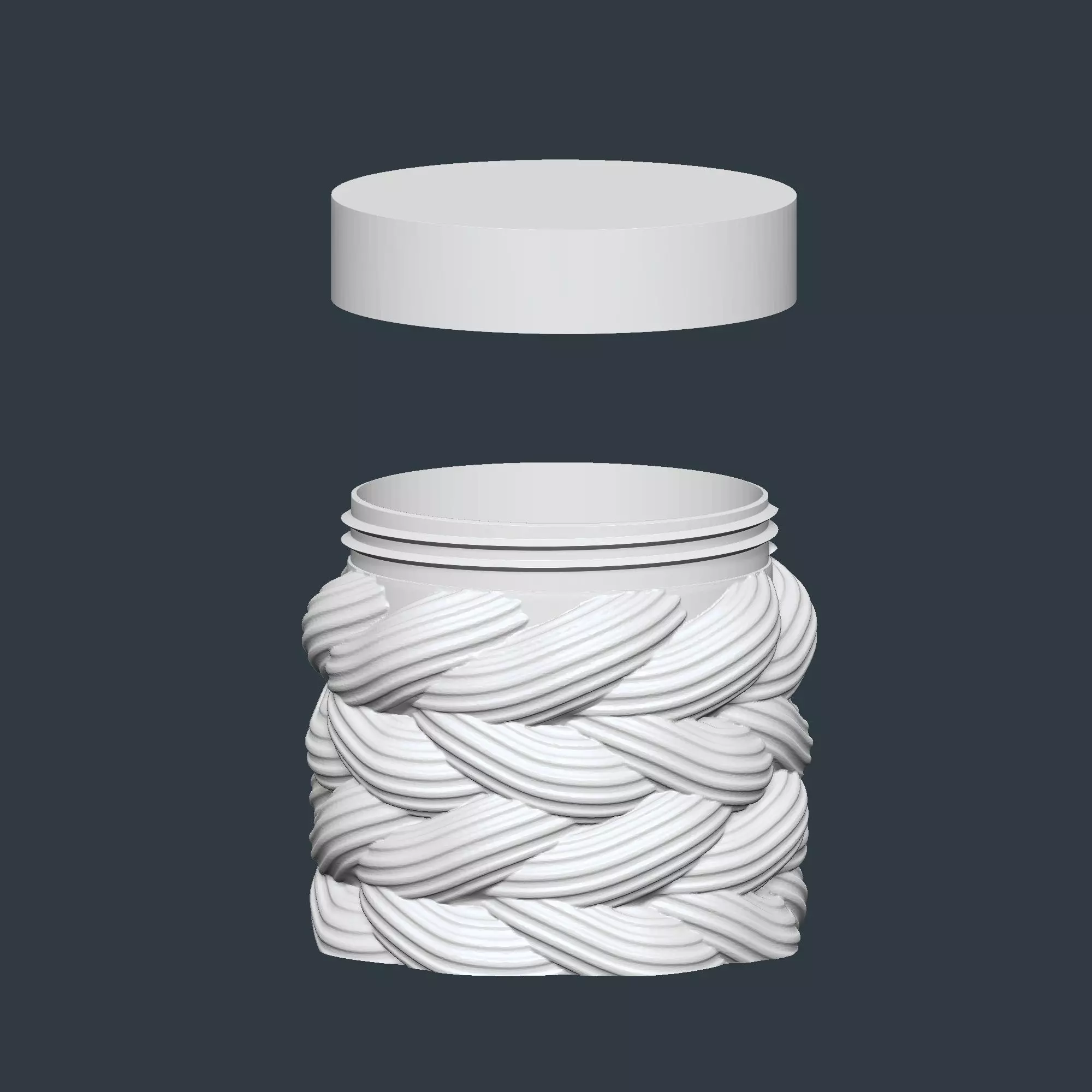 Rope Jar Set of 2 Kitchen or Bathroom Storage Box No Supports 3D print model_7