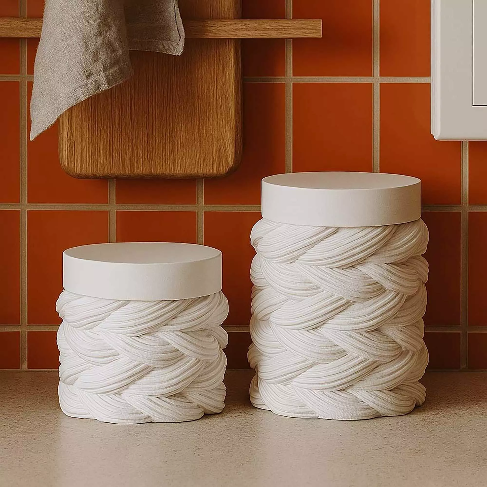 Rope Jar Set of 2 Kitchen or Bathroom Storage Box No Supports 3D print model_0