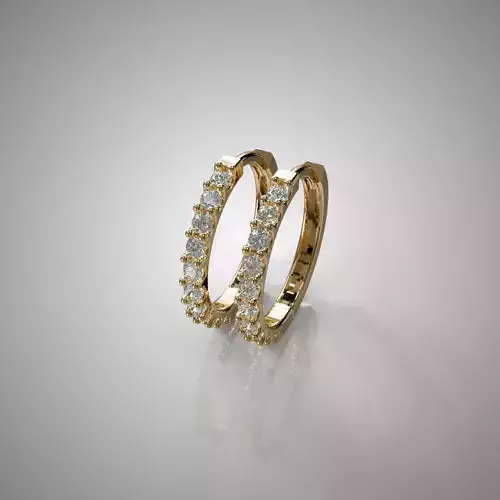 Gold Hoop Earrings with Prong-Set Diamonds 3D Print Model
