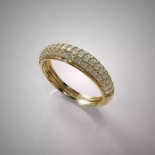 Gold Eternity Band with Triple Row Diamond Pave 3D Print Model 3D print model