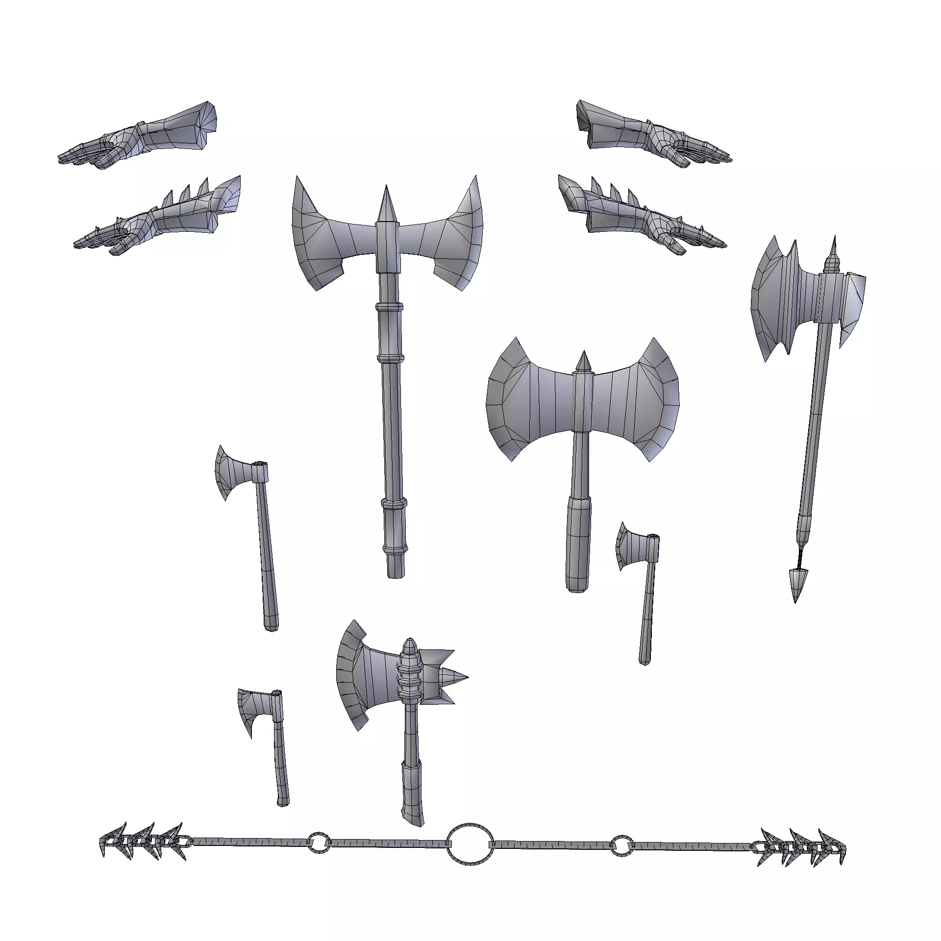 Melee Weapons Pack 3 Low-poly 3D model_11