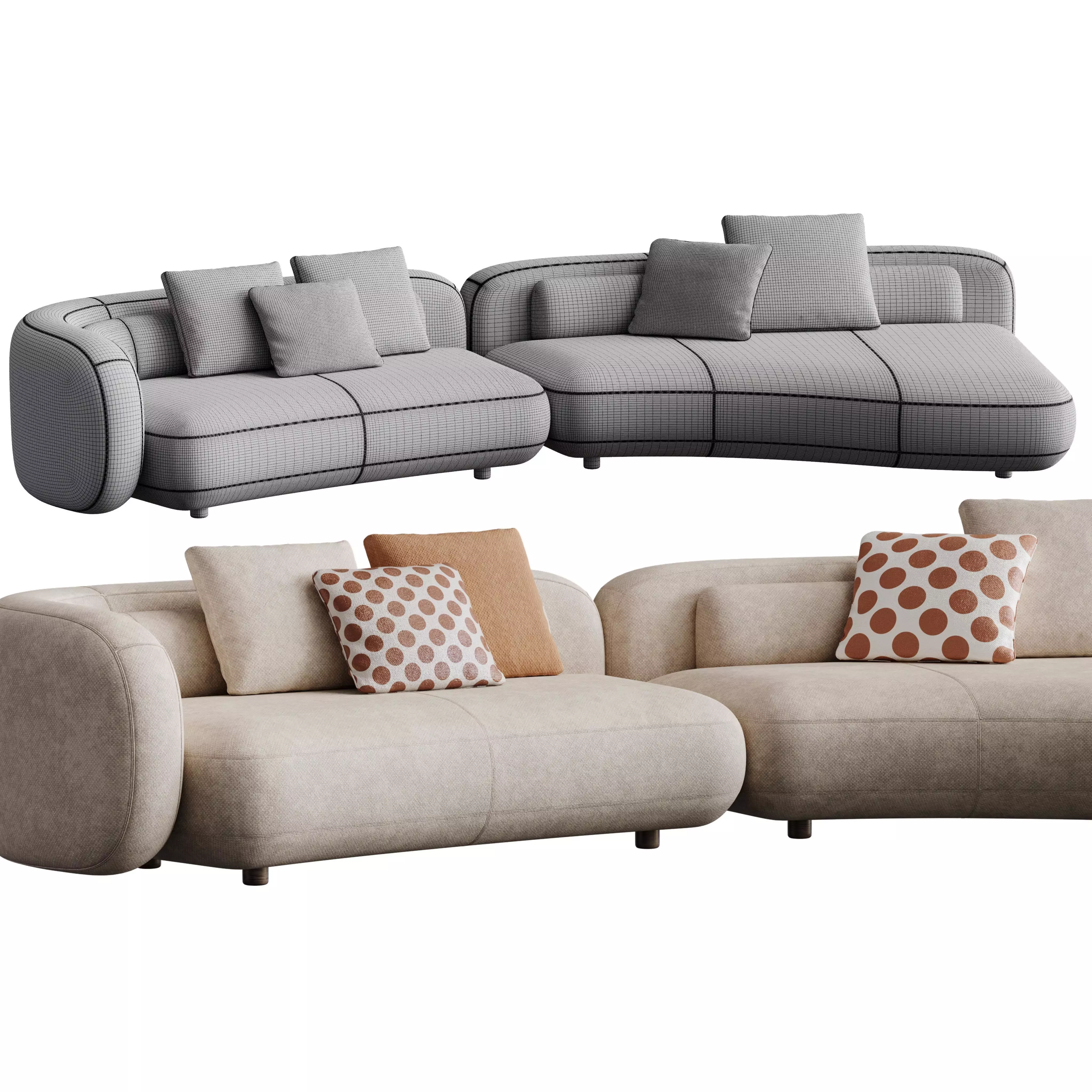 Bezier Sofa  3D model_3