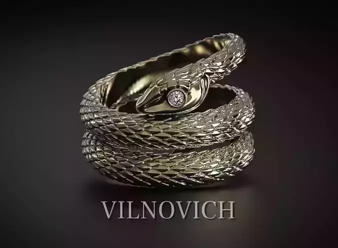 SNAKE RING WITH STONE