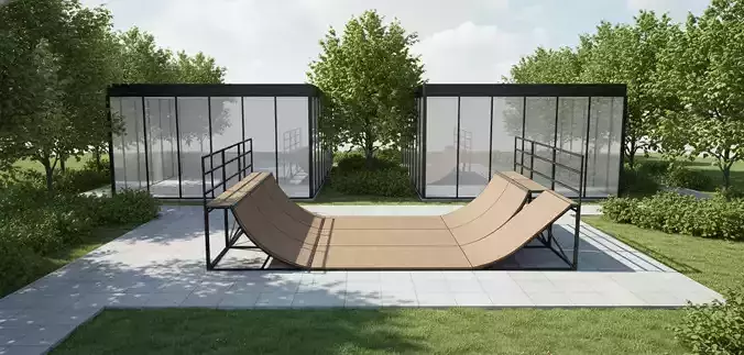 Skate Mini Ramp 4x7m 3D Model STL OBJ FBX 3DS