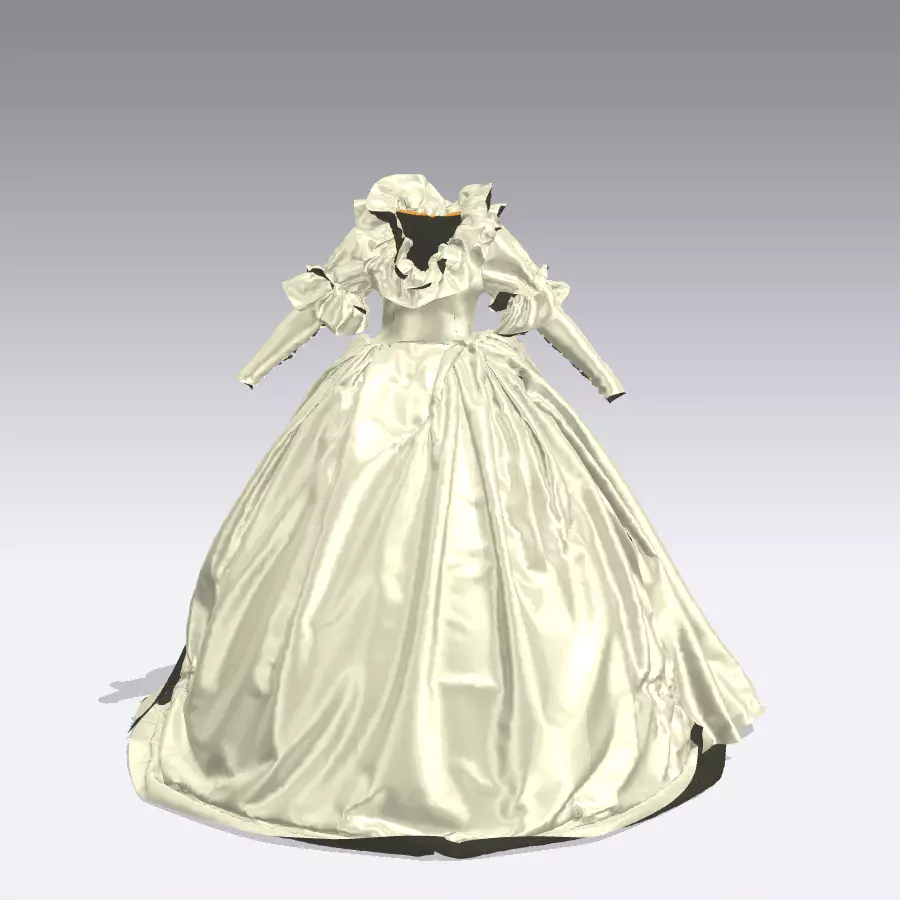 Diana-inspired ruffle dress Low-poly 3D model