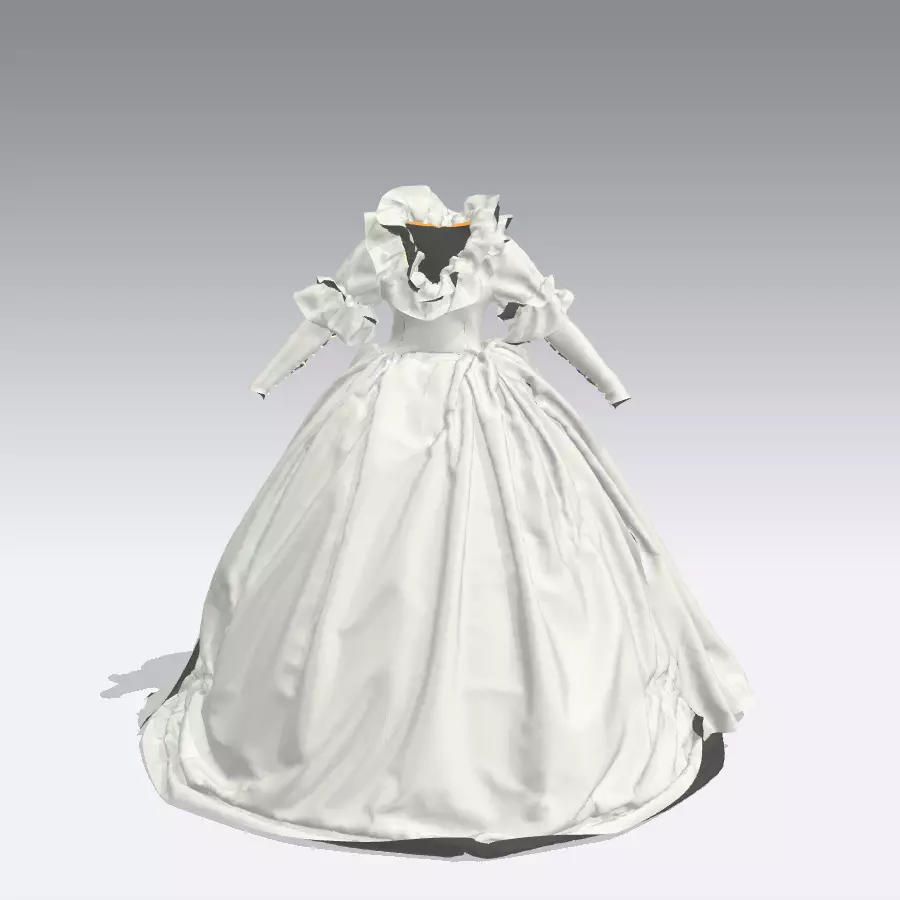 Diana-inspired ruffle dress Low-poly 3D model