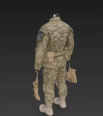 Military Combat Uniform - Tactical BDU with Field-Ready Details 3D model_5