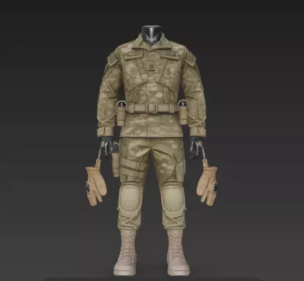 Military Combat Uniform - Tactical BDU with Field-Ready Details 3D model_1