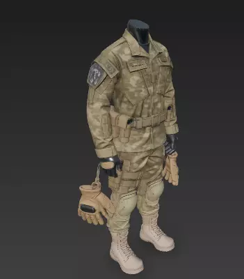 Military Combat Uniform - Tactical BDU with Field-Ready Details 3D model_2
