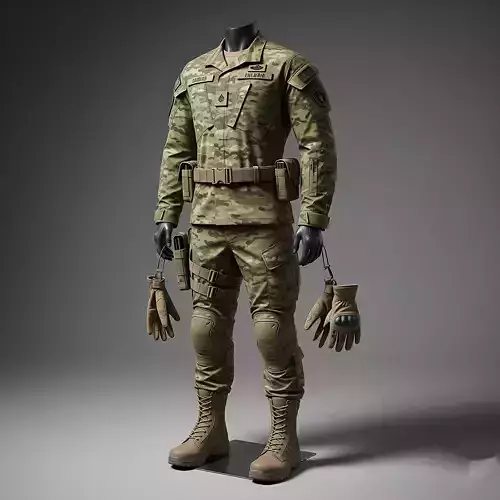 Military Combat Uniform - Tactical BDU with Field-Ready Details 3D model Military Combat Uniform - Tactical BDU with Field-Ready Details 3D model