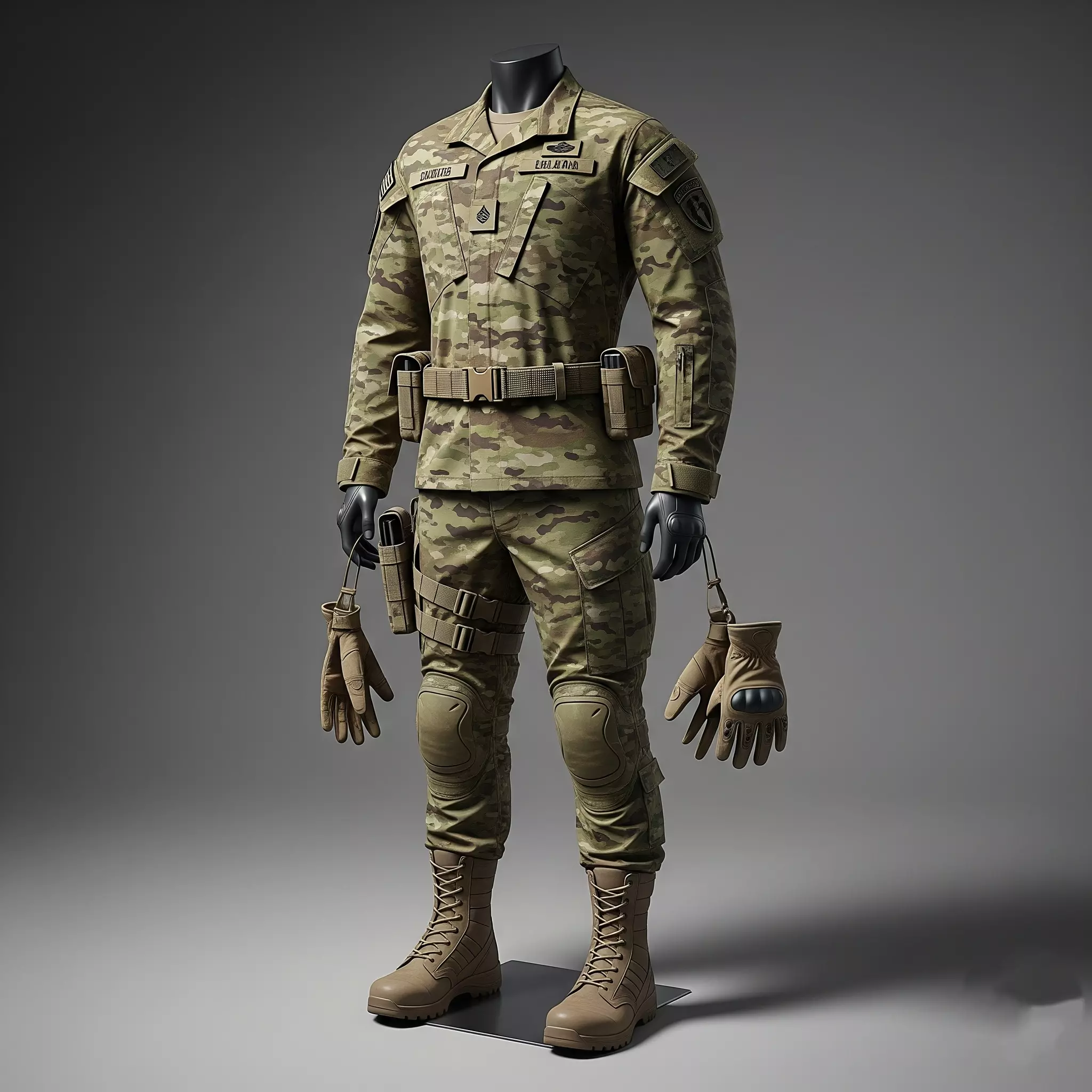 Military Combat Uniform - Tactical BDU with Field-Ready Details 3D model_0