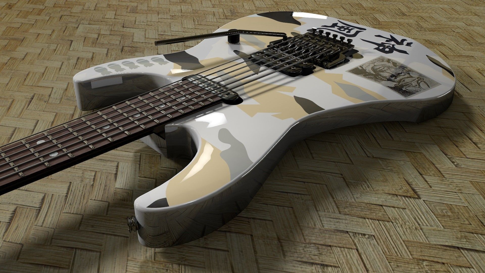 George Lynch ESP kamikaze 3 White 3D model_5
