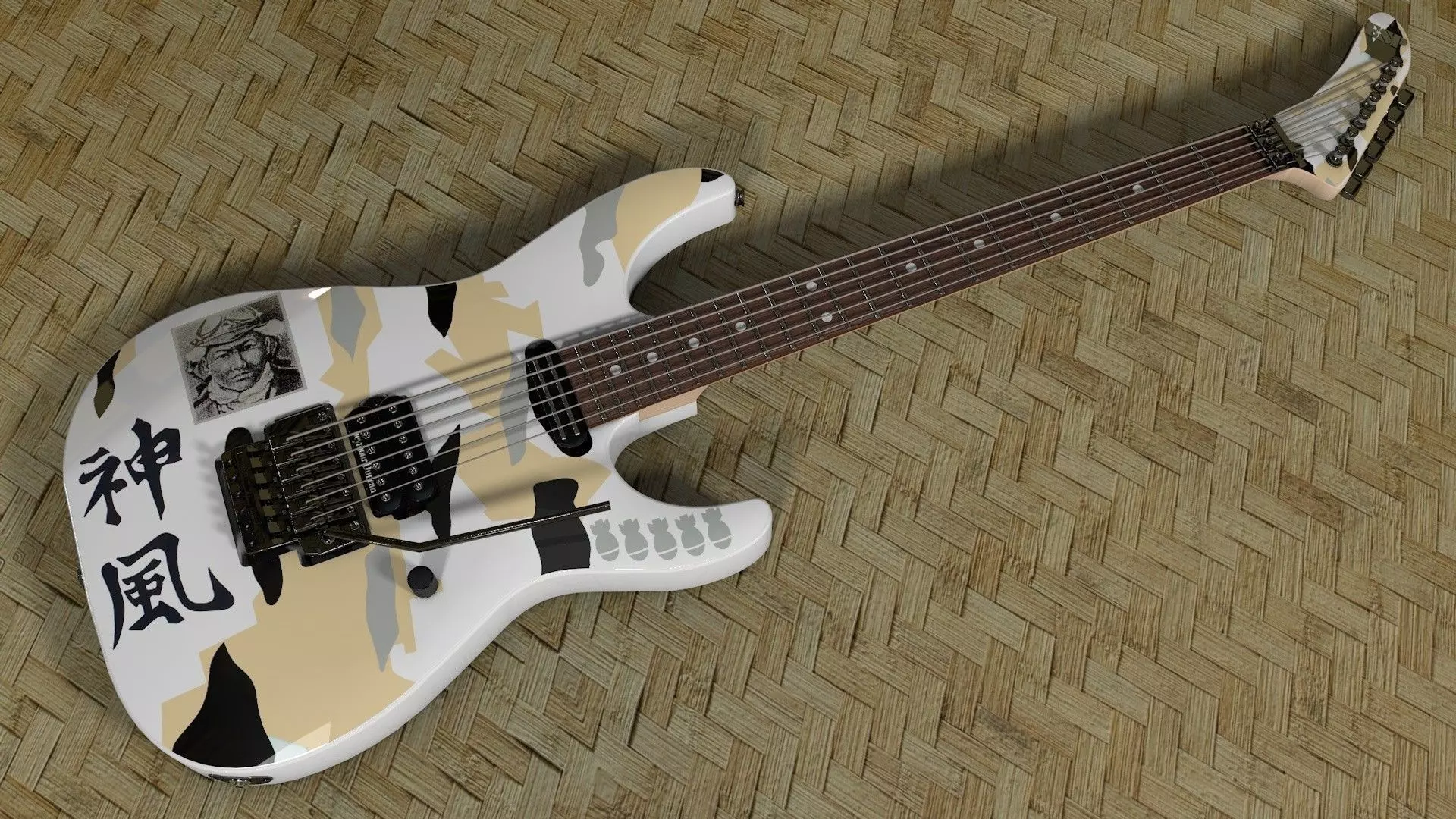 George Lynch ESP kamikaze 3 White 3D model_0
