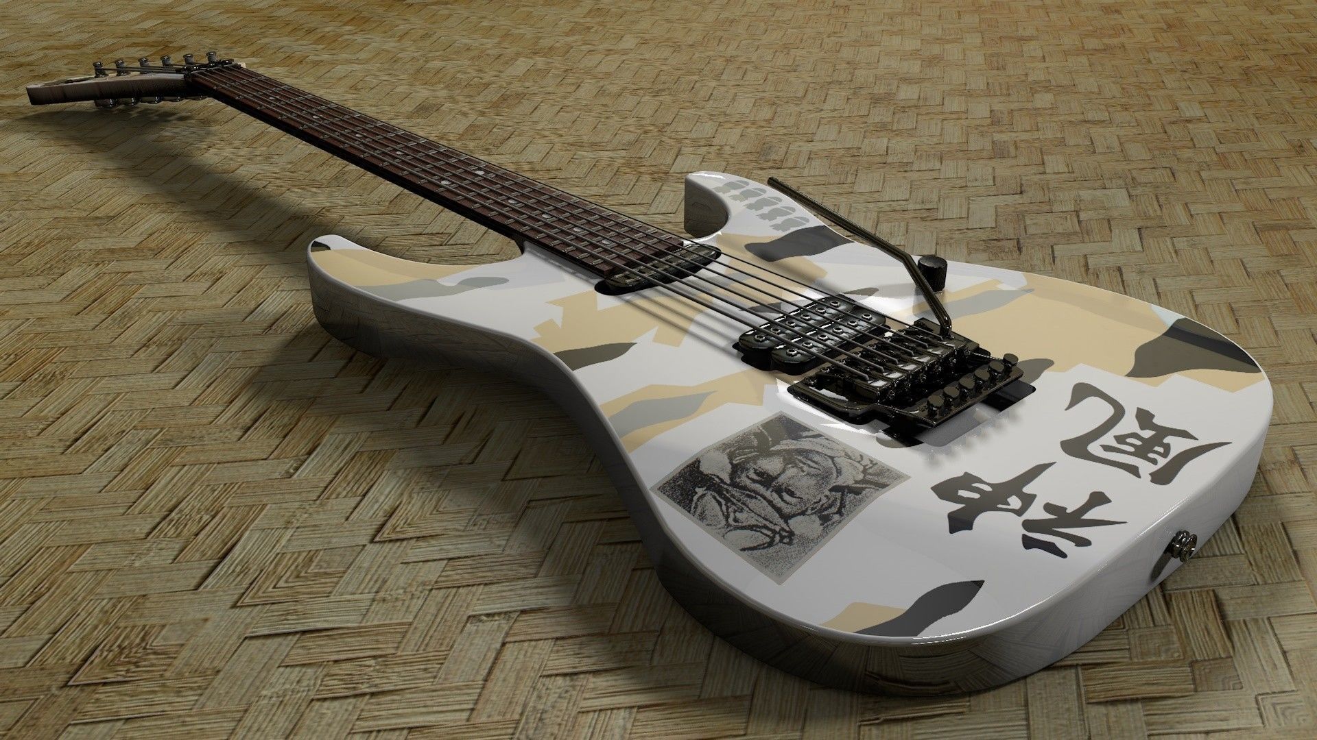 George Lynch ESP kamikaze 3 White 3D model_1