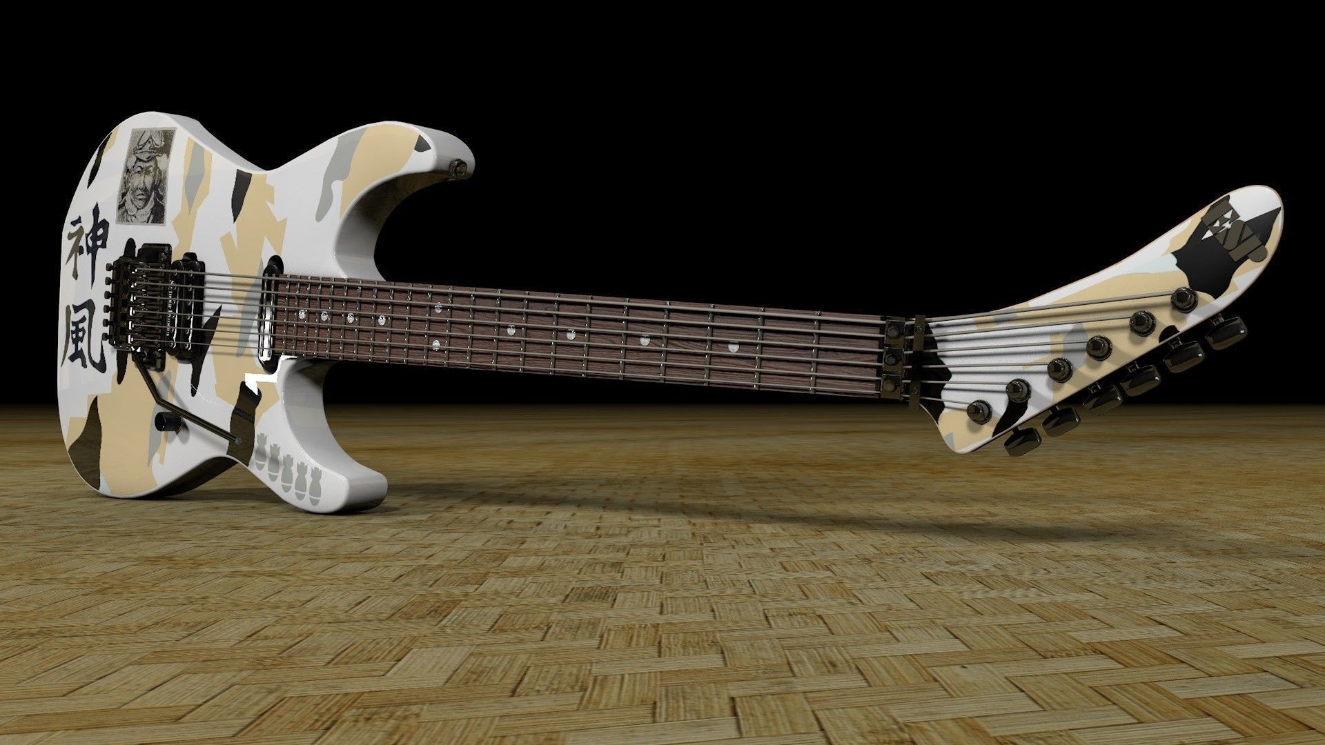 George Lynch ESP kamikaze 3 White 3D model_2