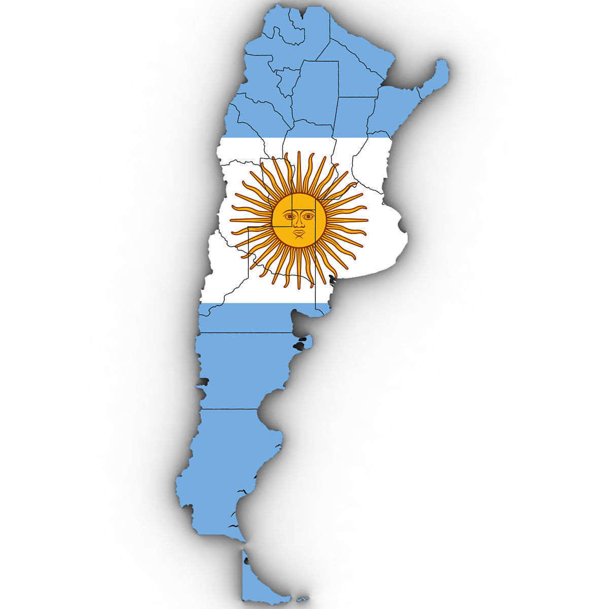 3d Political Map of Argentina 3D model_4