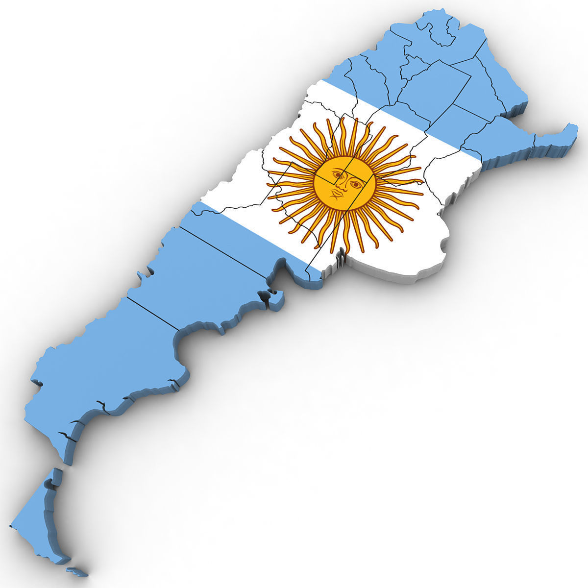 3d Political Map of Argentina 3D model_2