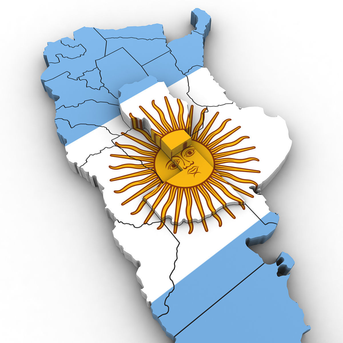 3d Political Map of Argentina 3D model_6