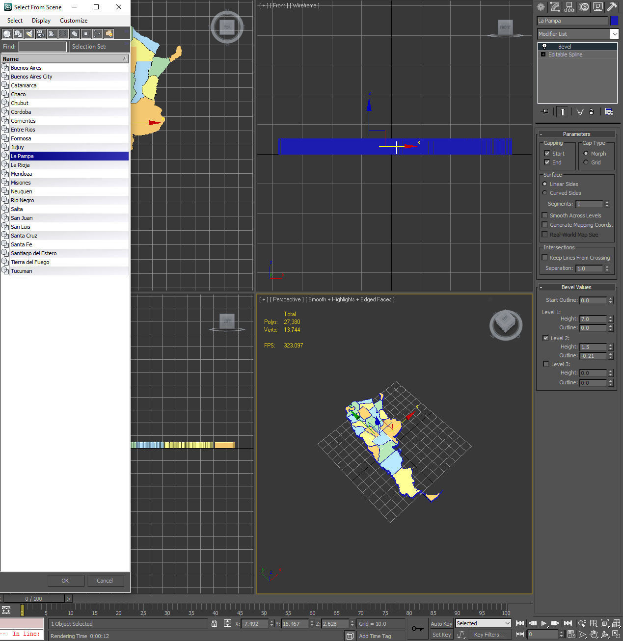 3d Political Map of Argentina 3D model_8