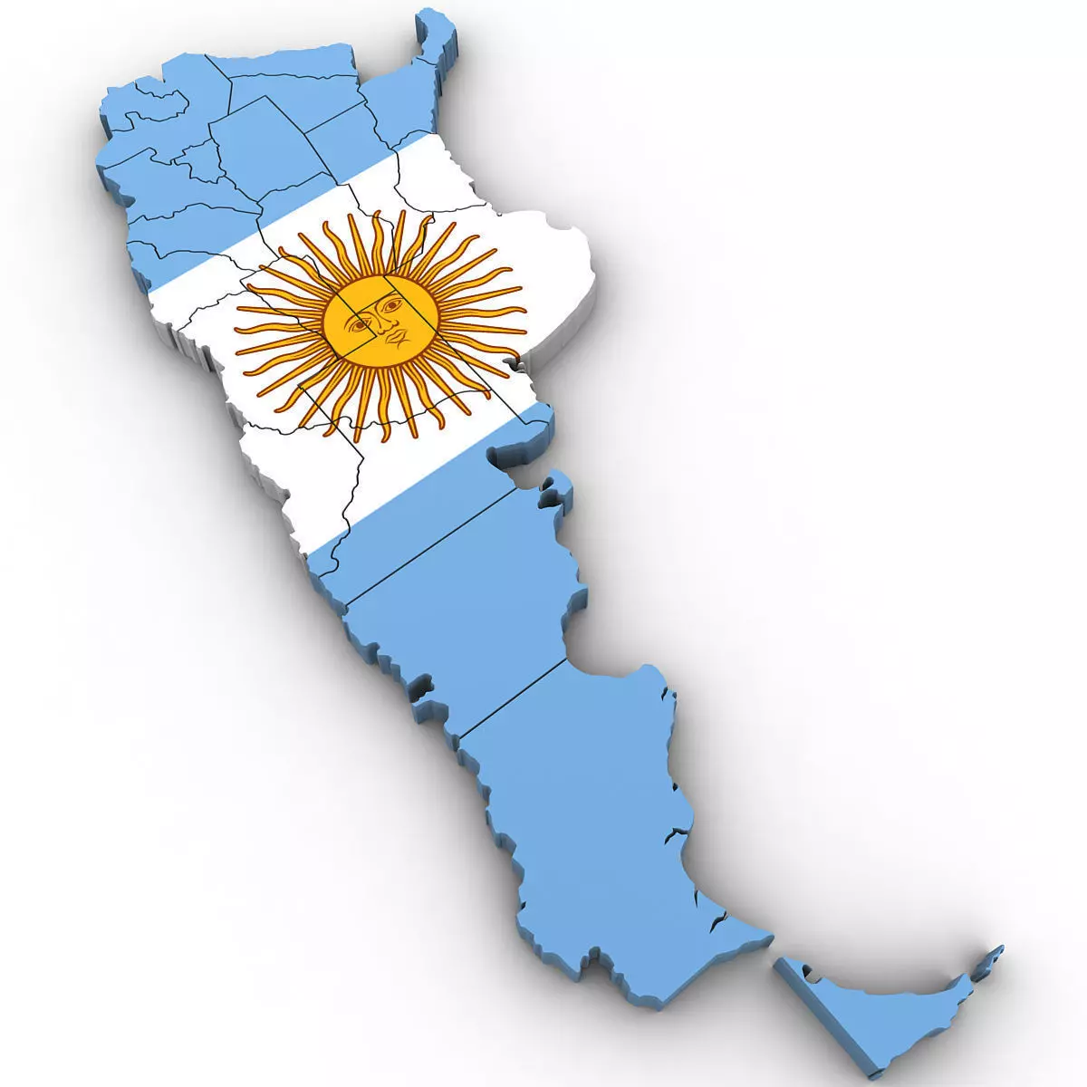 3d Political Map of Argentina 3D model_0