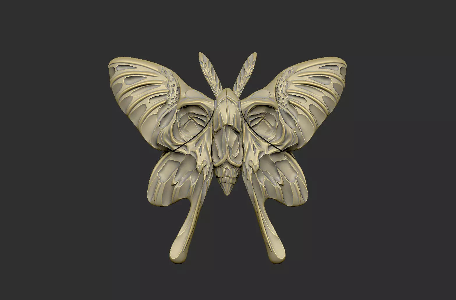 The skull monster moth design ring snake death 3D print model_4