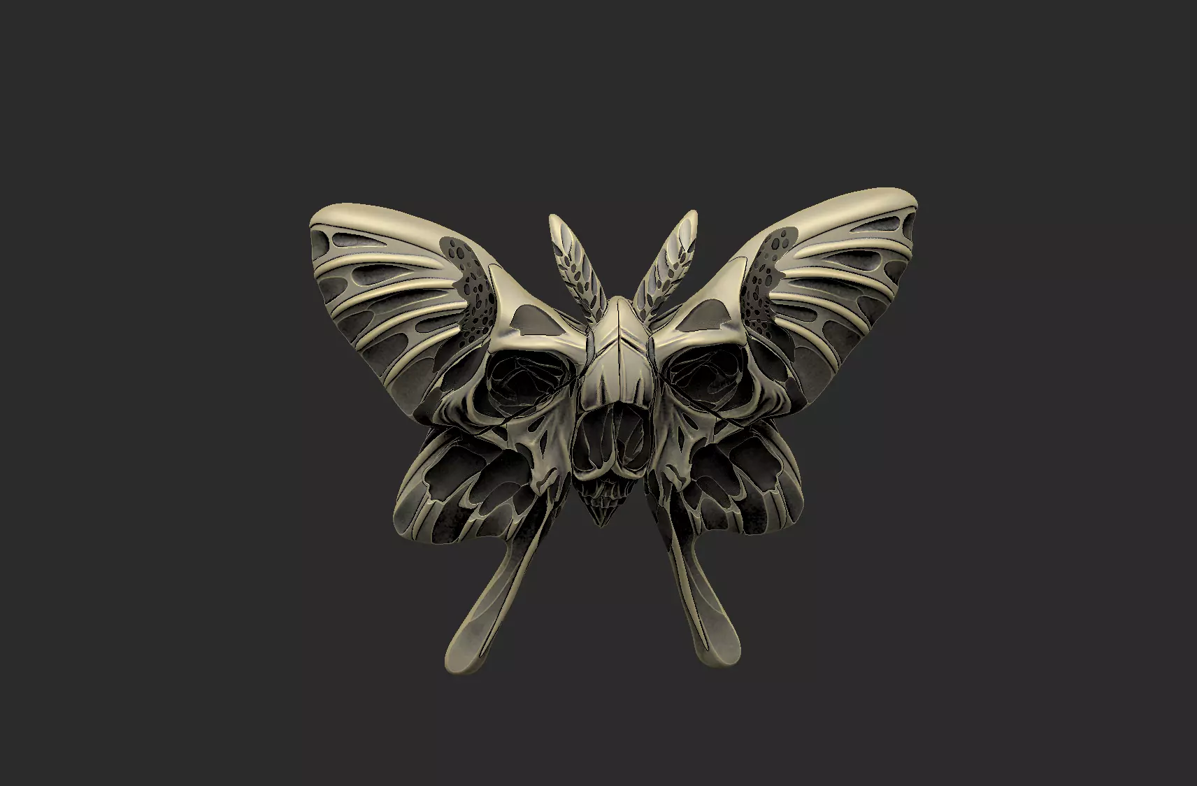 The skull monster moth design ring snake death 3D print model_2