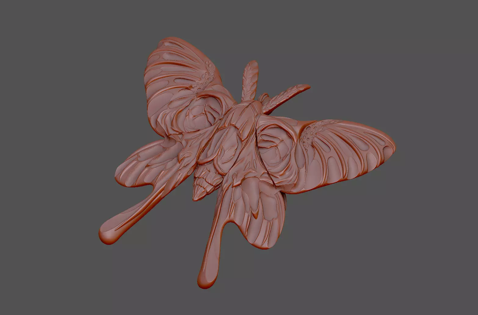 The skull monster moth design ring snake death 3D print model_6