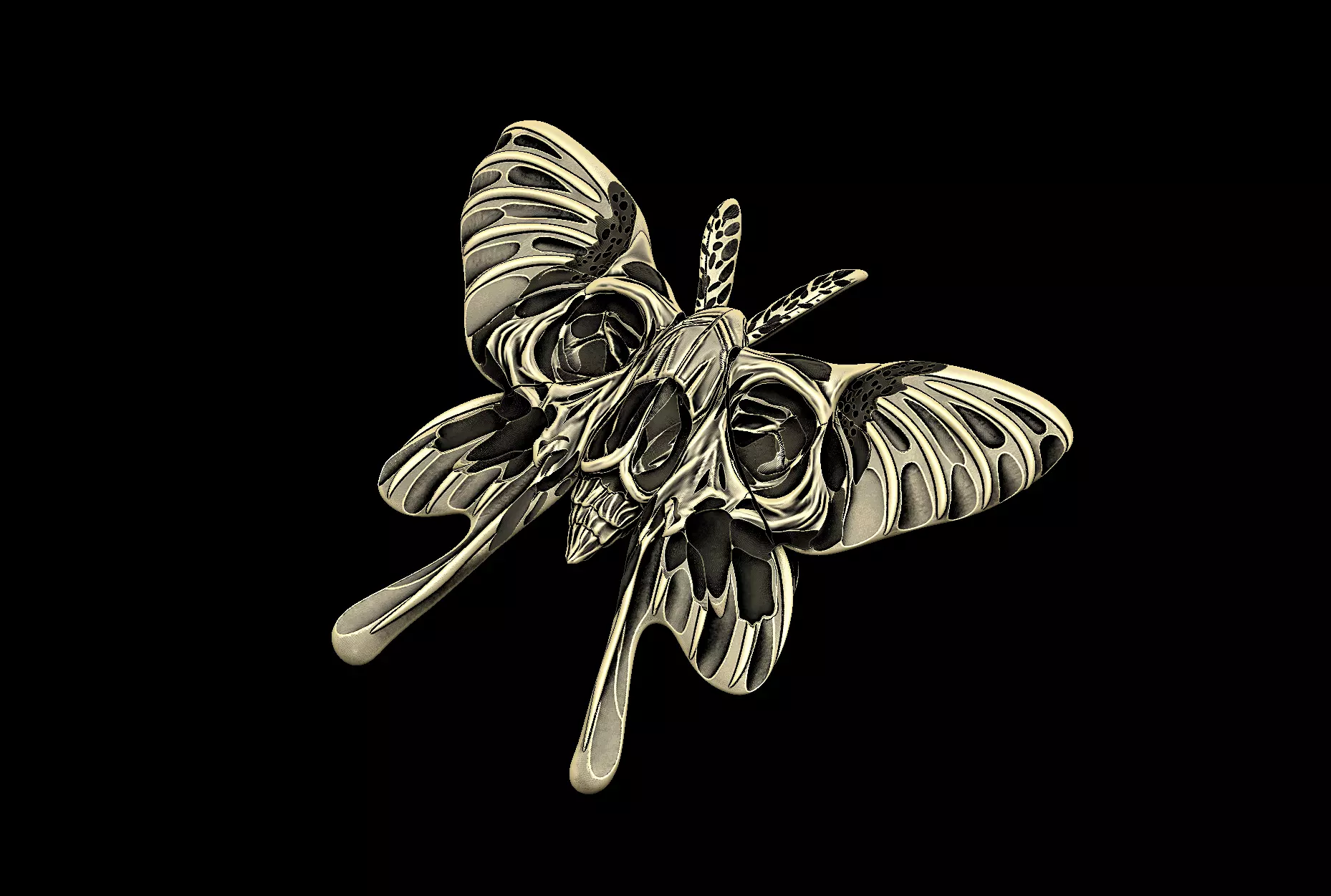 The skull monster moth design ring snake death 3D print model_1